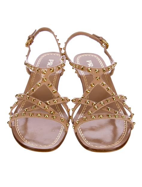 prada metallic leather wedge sandal|prada studded pony skin sandals.